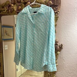 Talbots 100% cotton seahorse button down